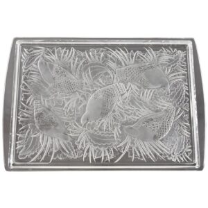 LALIQUE, FRENCH CRYSTAL PEDRIX PARTRIDGE BIRD GLASS TRAY PLATTER