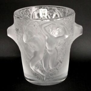 LALIQUE, LARGE CRYSTAL GANYMEDE NUDE CHAMPAGNE & WINE ICE BUCKET